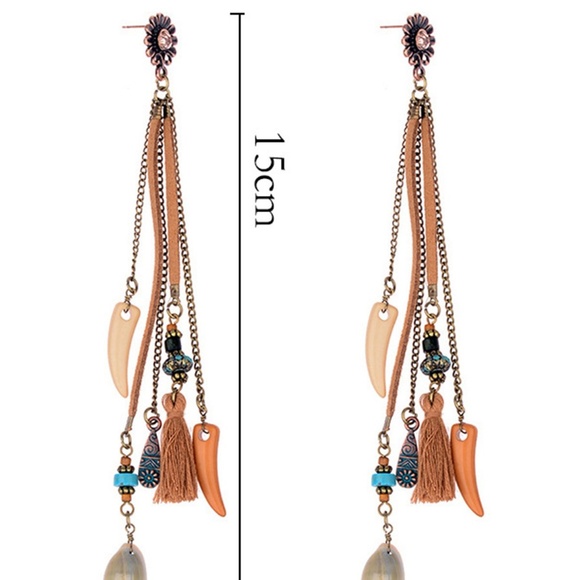 Shell & Tassel Drop Earrings - Picture 4 of 6